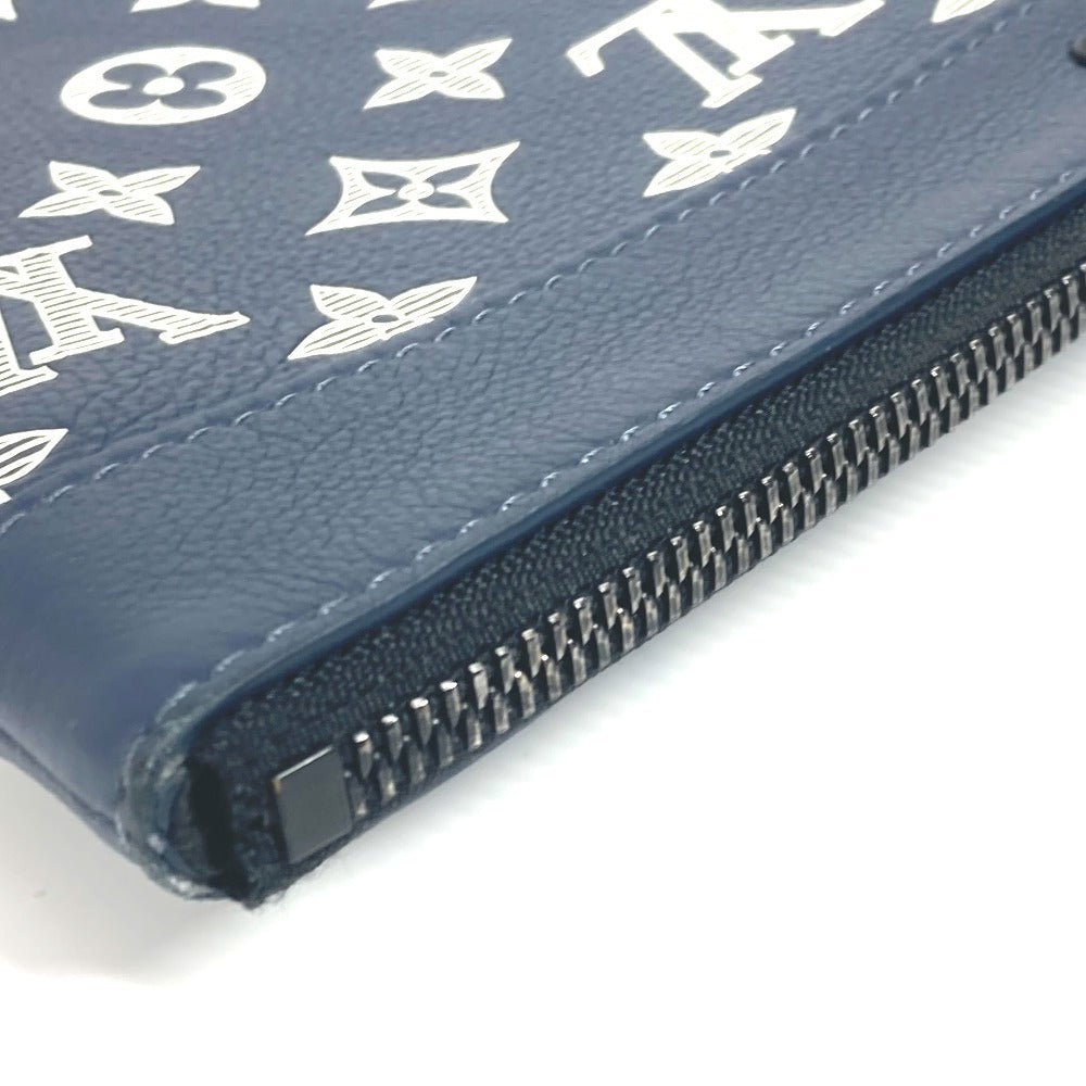 LOUIS VUITTON Clutch bag M83382 Monogram shadow leather Navy Monogram shadow pochette to go unisex(Unisex) Used Authentic