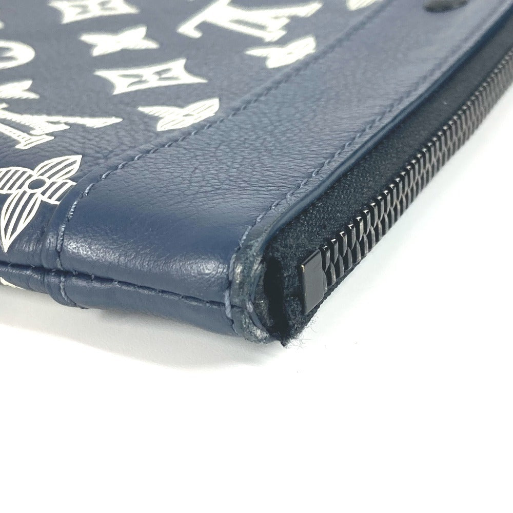 LOUIS VUITTON Clutch bag M83382 Monogram shadow leather Navy Monogram shadow pochette to go unisex(Unisex) Used Authentic