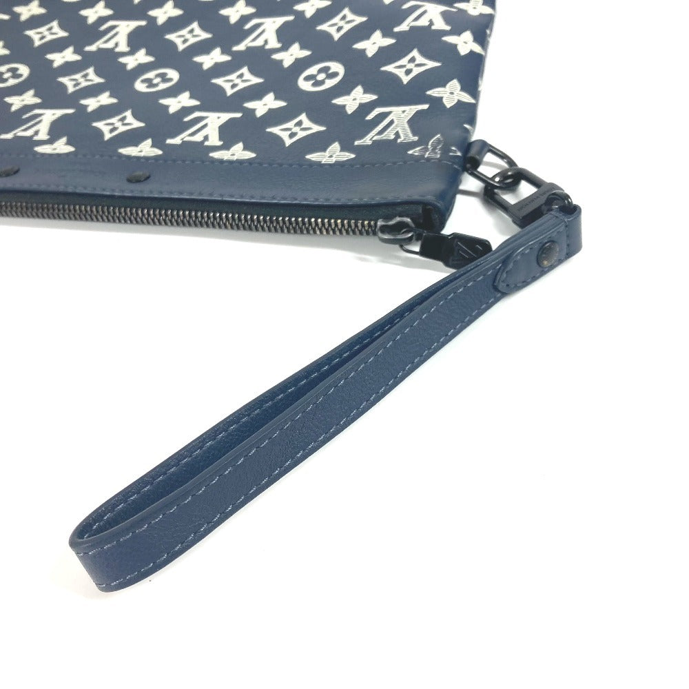 LOUIS VUITTON Clutch bag M83382 Monogram shadow leather Navy Monogram shadow pochette to go unisex(Unisex) Used Authentic