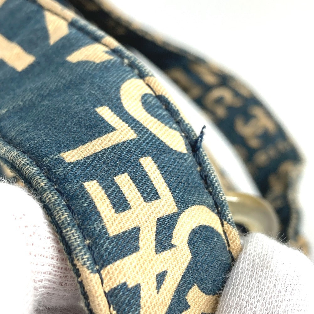 CHANEL Tote Bag canvas Navy Bysy line logo