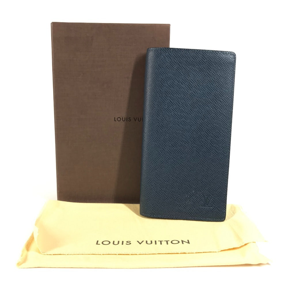 LOUIS VUITTON Long Wallet Purse M33404 Taiga Leather Navy Taiga Portefeuille Ron