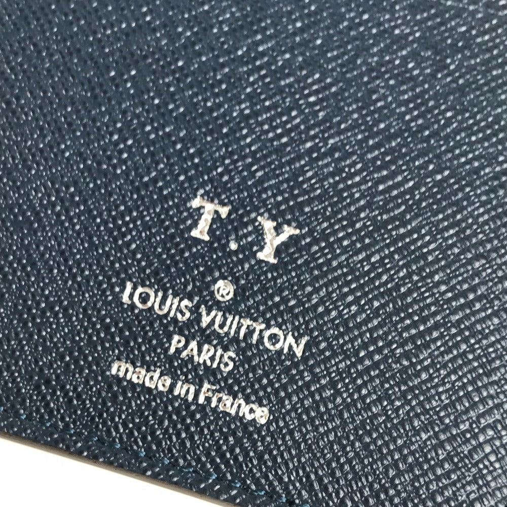 LOUIS VUITTON Long Wallet Purse M33404 Taiga Leather Navy Taiga Portefeuille Ron