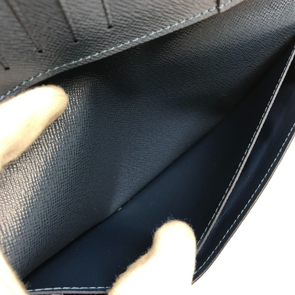 LOUIS VUITTON Long Wallet Purse M33404 Taiga Leather Navy Taiga Portefeuille Ron
