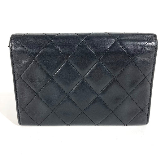 CHANEL Folded wallet leather black Cambon line CC COCO Mark logo