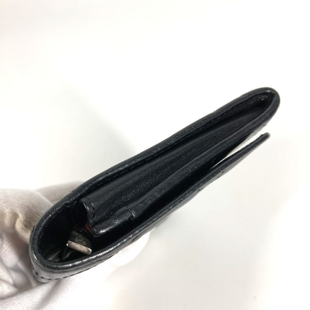CHANEL Folded wallet leather black Cambon line CC COCO Mark logo