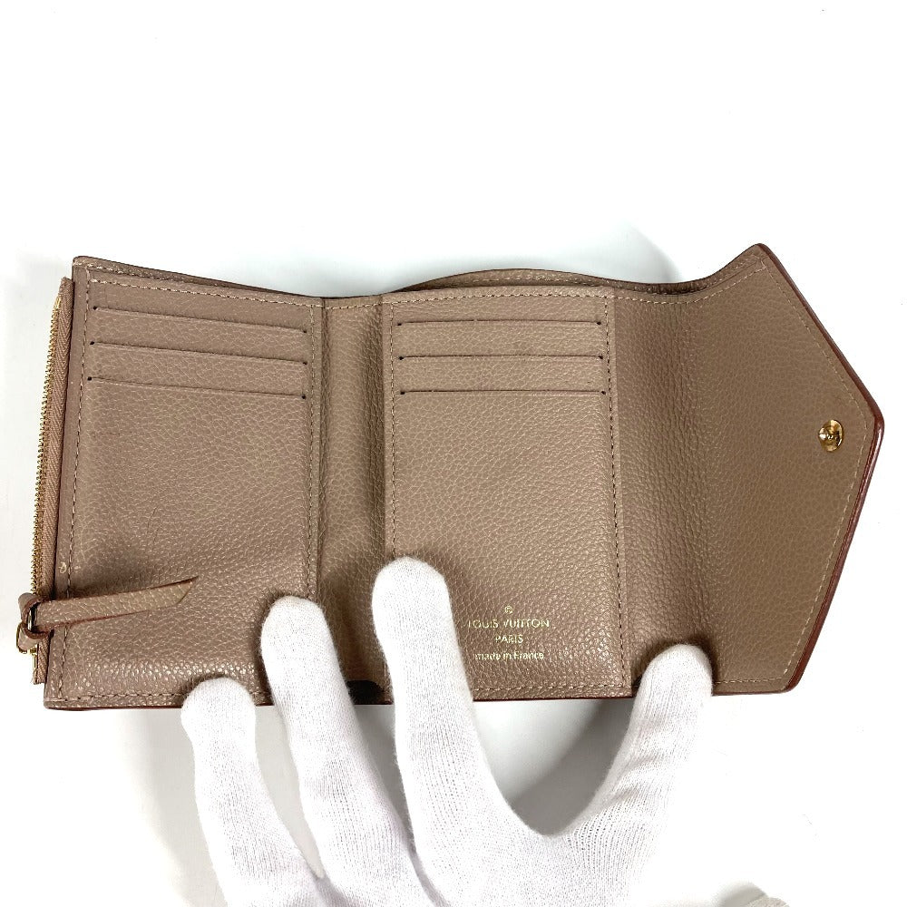 LOUIS VUITTON Trifold wallet M63529 Monogram Ann Platt Leather beige Monogram Ann Platt Portefeuille Victorine
