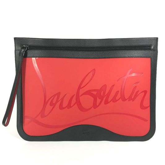 Christian Louboutin Clutch bag Rubber, Leather black By color Sole logo