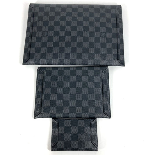 LOUIS VUITTON Clutch bag N60255 Damier Grafitto Canvas black Damier Grafitte Alpha Triple Pouch 3-Piece Set