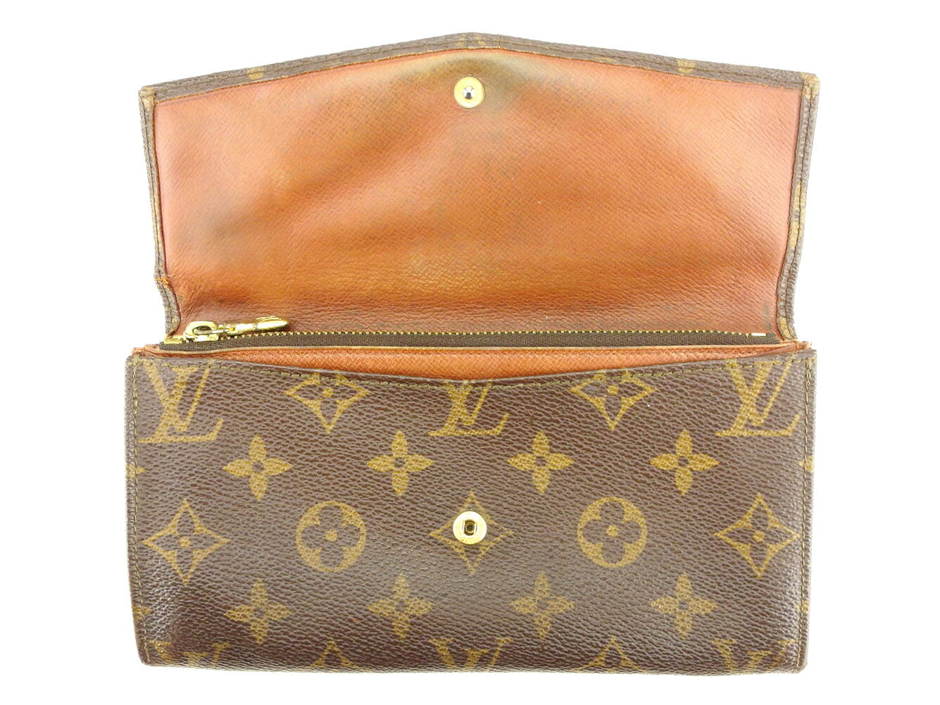 LOUIS VUITTON Long Wallet Purse M61724 Brown Pochette Porto Monécredi