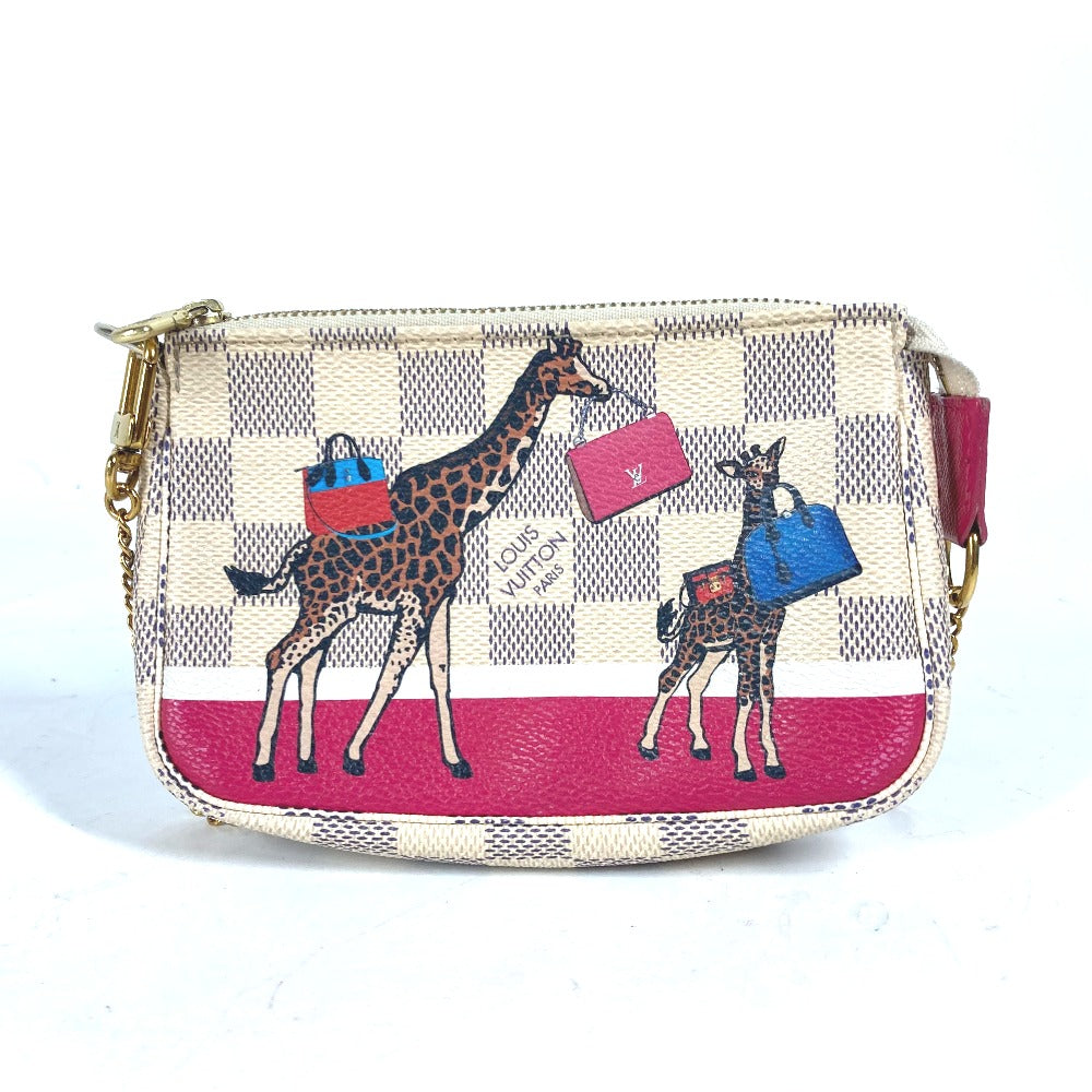 LOUIS VUITTON Shoulder Bag N62200 Damier Azur Canvas white Damier Azur Giraffe Mini Pochette Accessoires Women Used Authentic