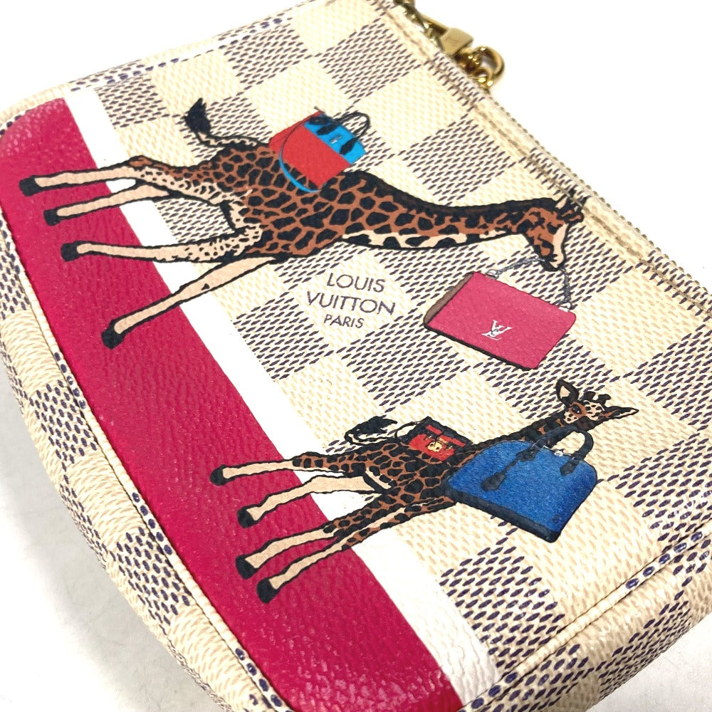 LOUIS VUITTON Shoulder Bag N62200 Damier Azur Canvas white Damier Azur Giraffe Mini Pochette Accessoires Women Used Authentic