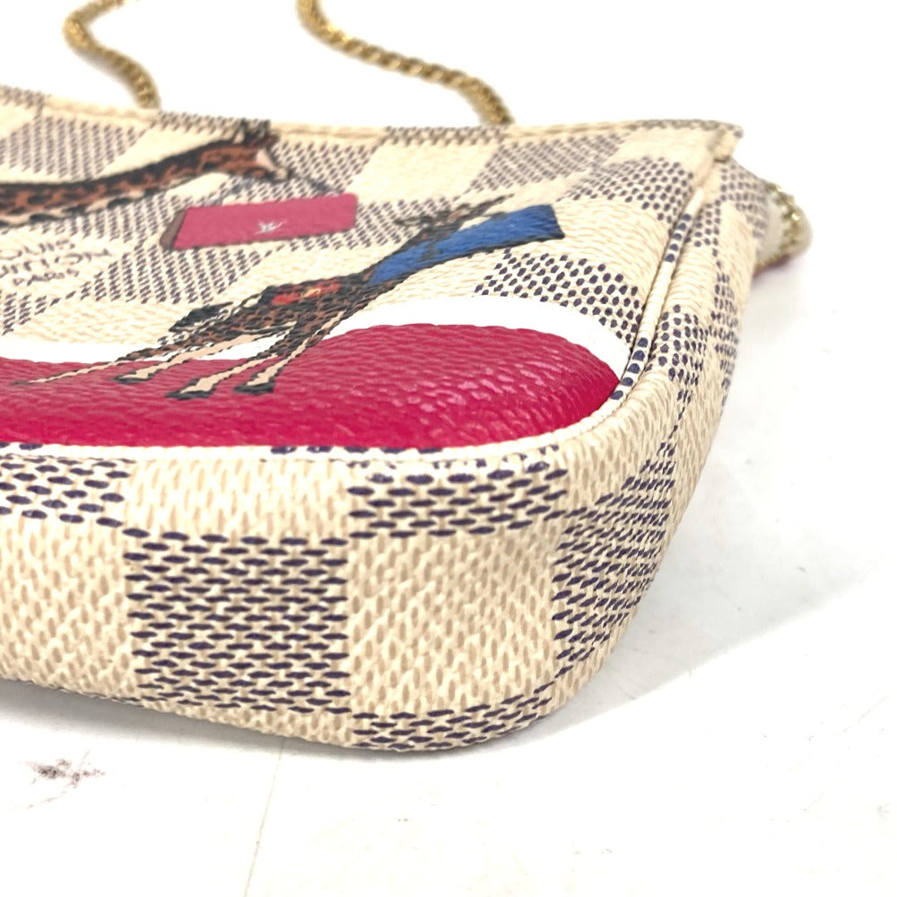 LOUIS VUITTON Shoulder Bag N62200 Damier Azur Canvas white Damier Azur Giraffe Mini Pochette Accessoires Women Used Authentic