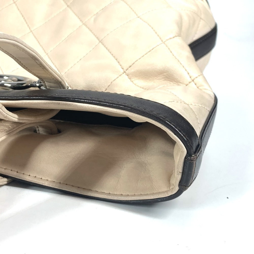 CHANEL Shoulder Bag lambskin beige Matrasse quilting