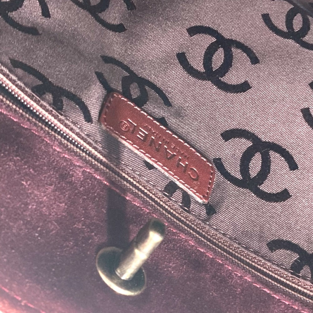 CHANEL Handbag suede wine-red Tote Bag Vintage Turnlock CC COCO Mark Matelasse Quilting Women Used Authentic