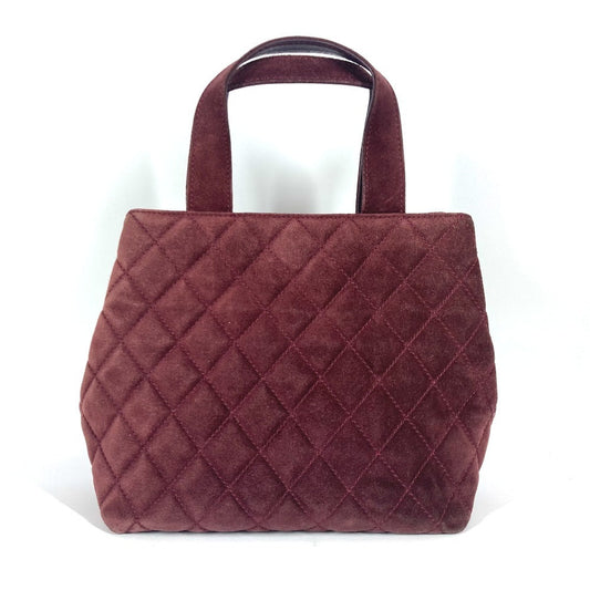 CHANEL Handbag suede wine-red Tote Bag Vintage Turnlock CC COCO Mark Matelasse Quilting Women Used Authentic