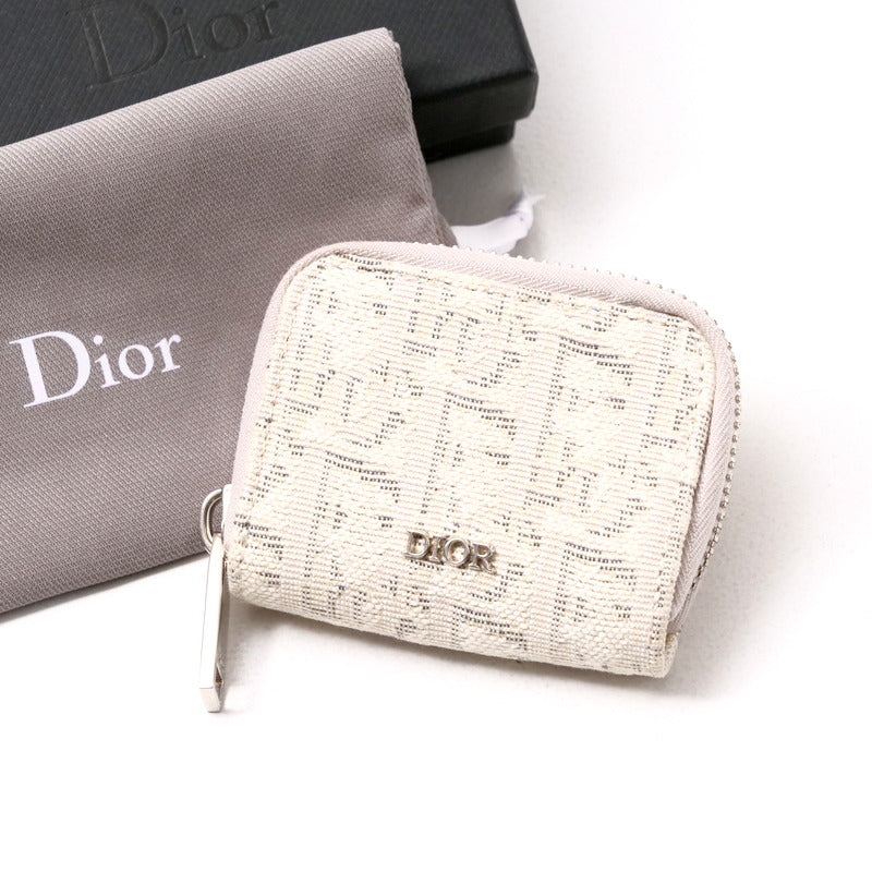 Dior Coin case 24-BO-1119 Jacquard light beige mens Used Authentic