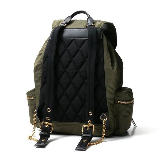 BURBERRY Backpack Nylon leather Khaki Women Used Authentic