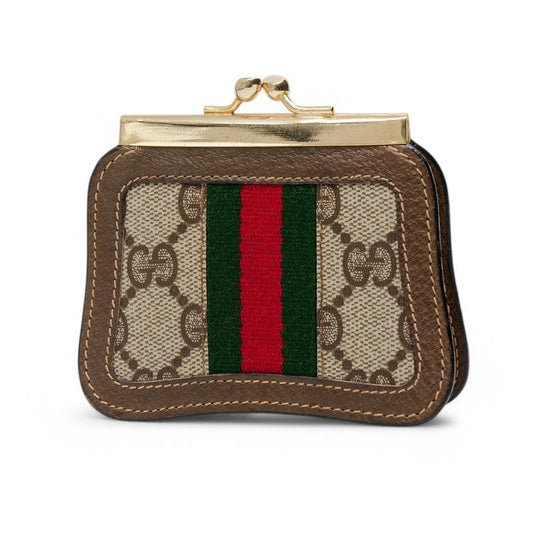 GUCCI Coin case PVC coated canvas Brown
