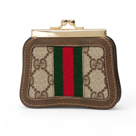 GUCCI Coin case PVC coated canvas Brown