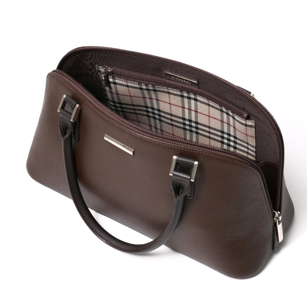 BURBERRY Handbag leather Brown Women Used Authentic