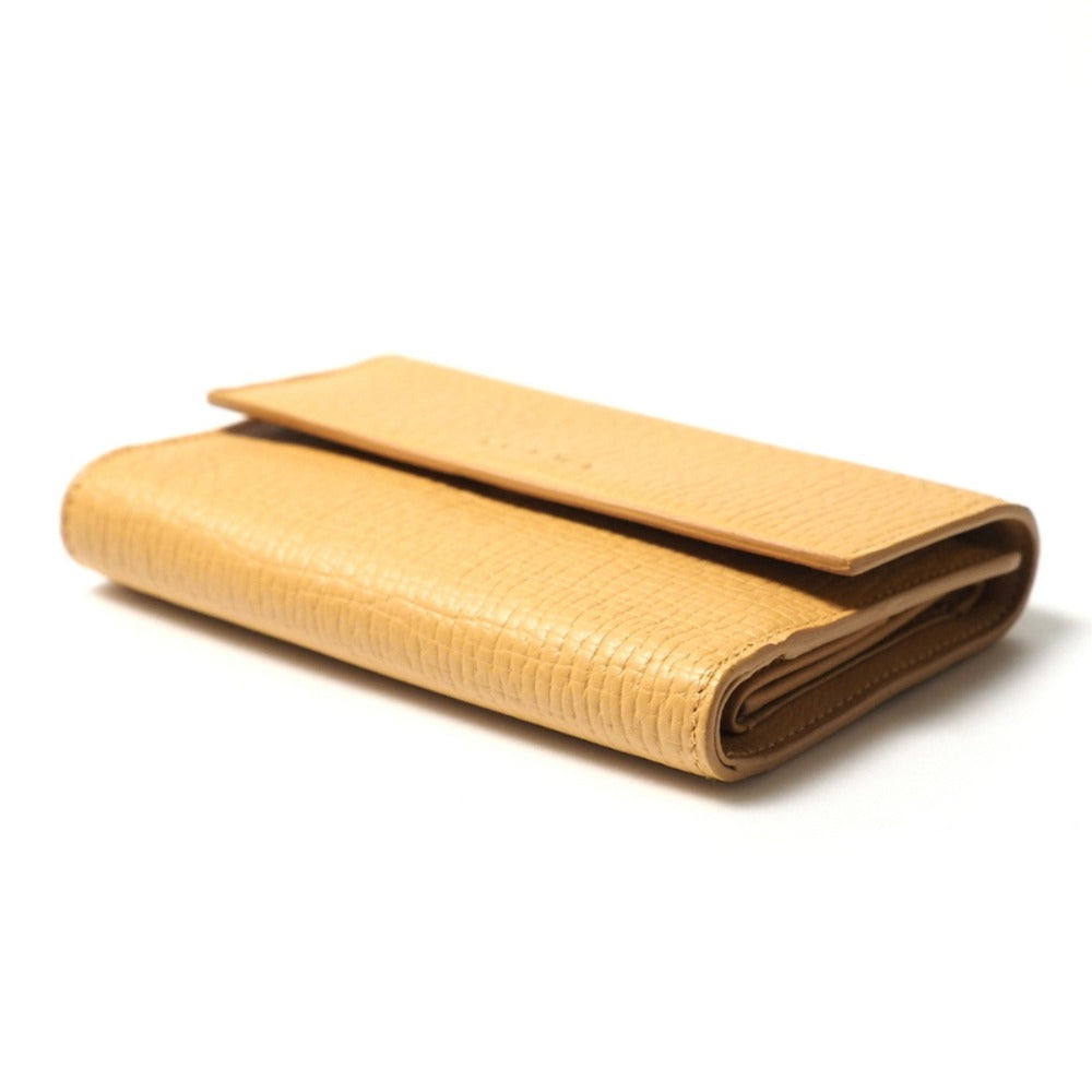 LOEWE Tri-fold wallet Genuine Leather Camel Women Used Authentic