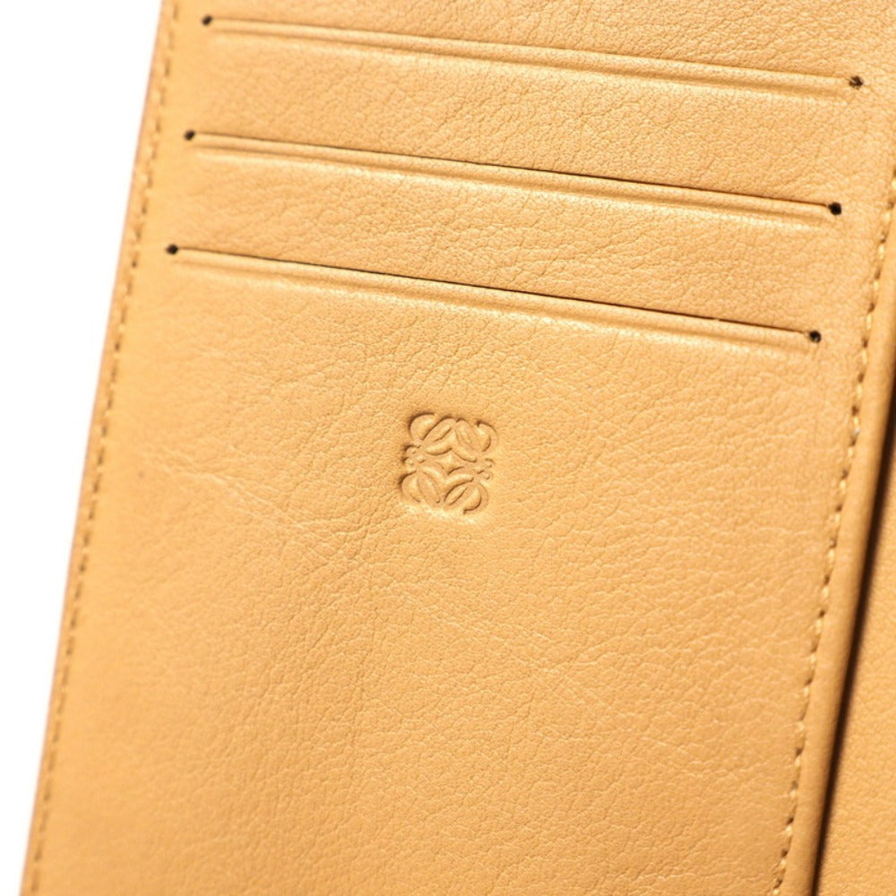LOEWE Tri-fold wallet Genuine Leather Camel Women Used Authentic