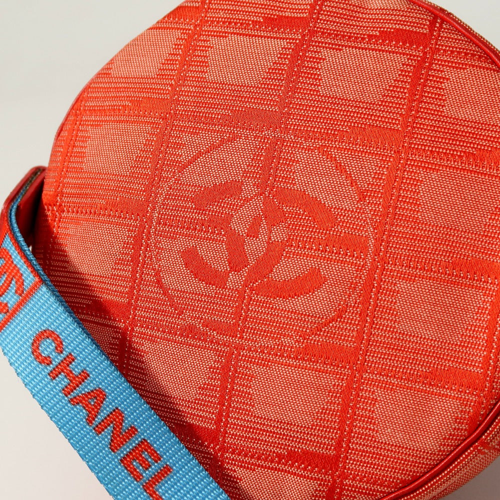 CHANEL Accessory pouch Nylon jacquard Red New travel line Women Used Authentic