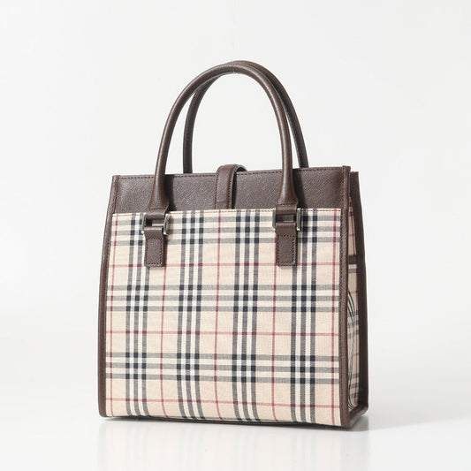 BURBERRY Handbag Leather x nylon canvas Brown beige
