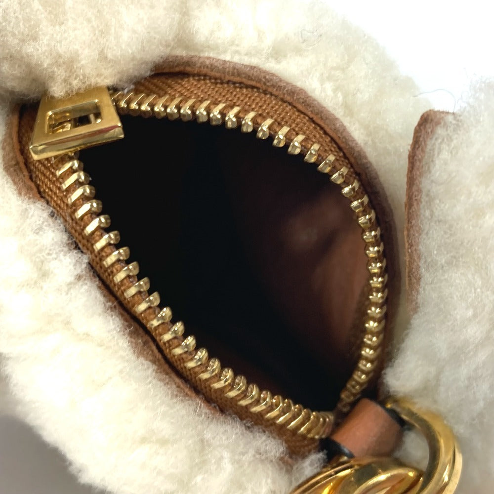 LOEWE Coin case Leather, Shearling Ivory Wallet Coin Pocket Rabbit rabbit