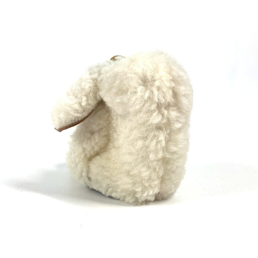 LOEWE Coin case Leather, Shearling Ivory Wallet Coin Pocket Rabbit rabbit