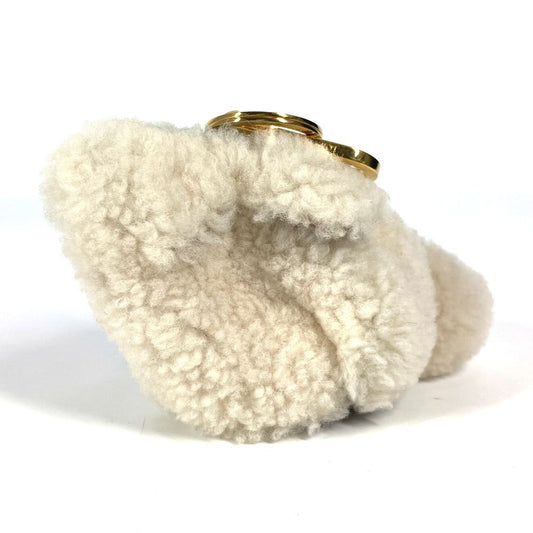 LOEWE Coin case Leather, Shearling Ivory Wallet Coin Pocket Rabbit rabbit