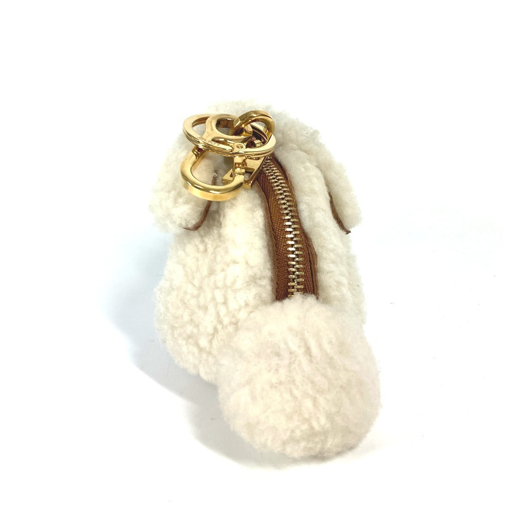 LOEWE Coin case Leather, Shearling Ivory Wallet Coin Pocket Rabbit rabbit