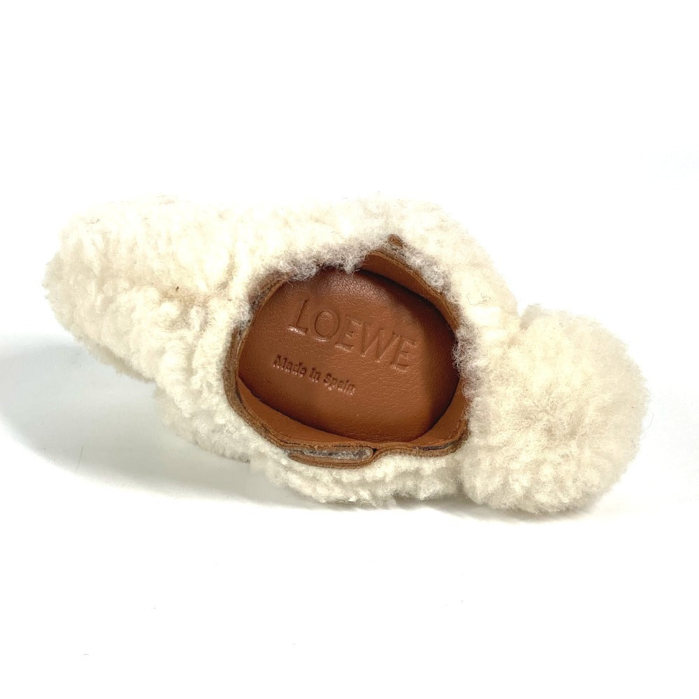 LOEWE Coin case Leather, Shearling Ivory Wallet Coin Pocket Rabbit rabbit