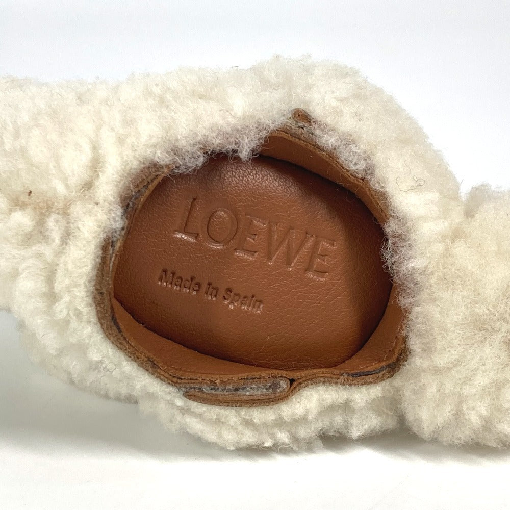 LOEWE Coin case Leather, Shearling Ivory Wallet Coin Pocket Rabbit rabbit