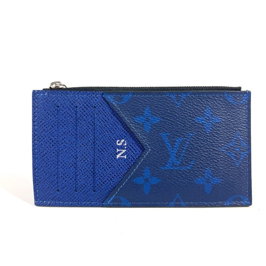 LOUIS VUITTON Coin case M30270 Taiga Leather, Monogram Canvas blue Taigalama Coin card holder