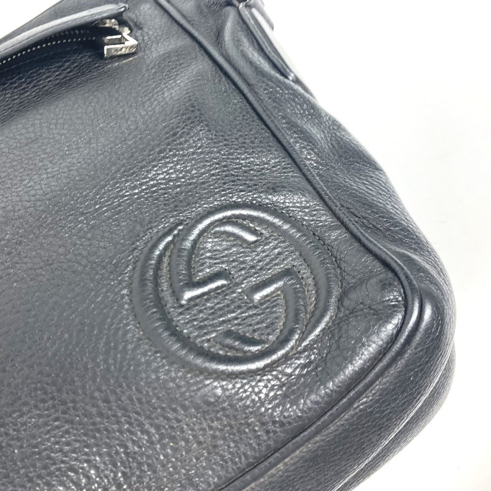 GUCCI Shoulder Bag 337084 leather black logo interlocking G