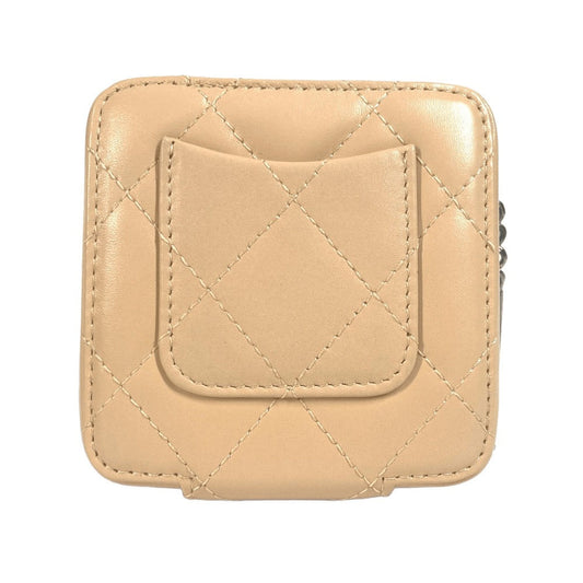 CHANEL Pouch leather beige Cambon line CC COCO Mark