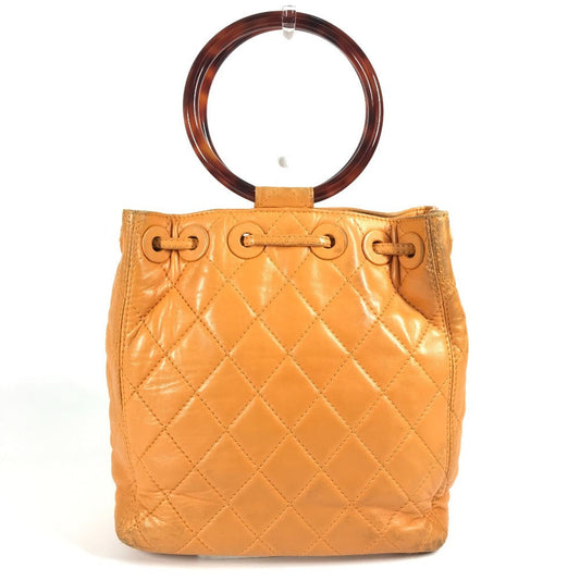 CHANEL Handbag leather Orange vintage CC COCO Mark Matelasse Quilting