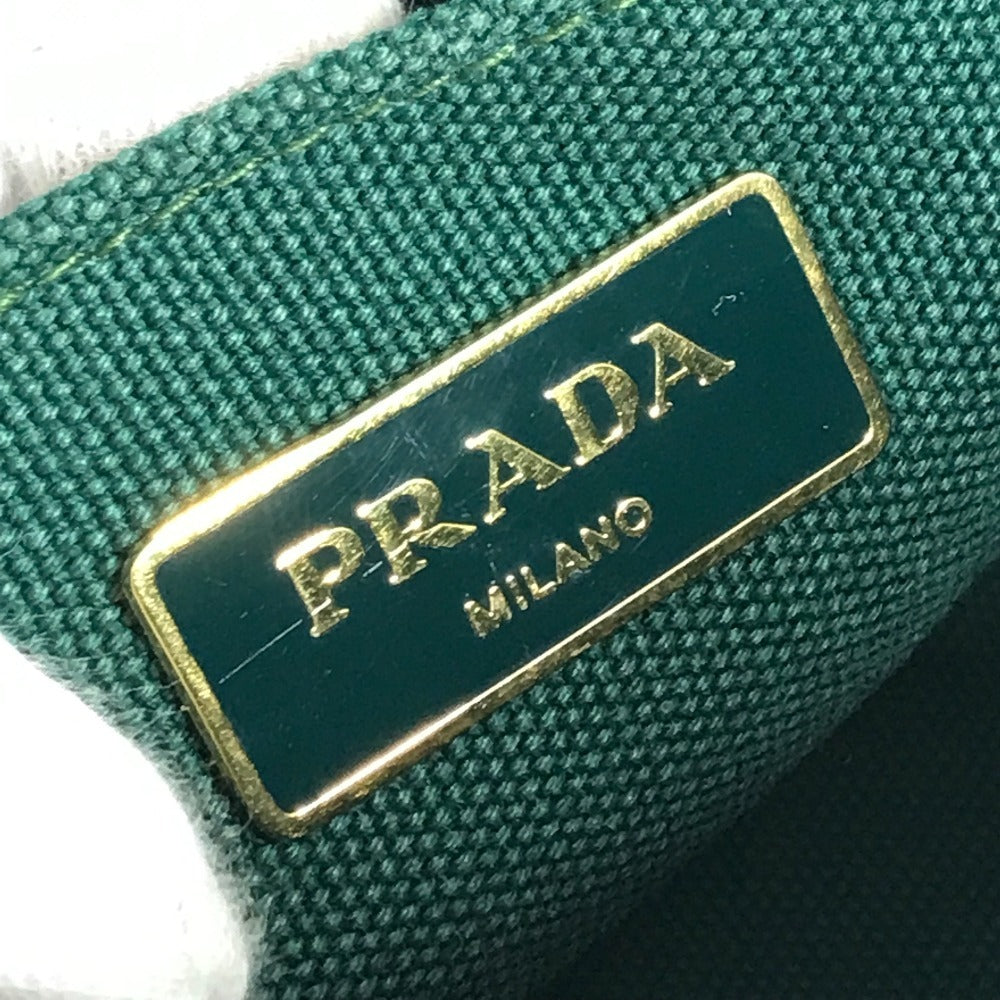 PRADA Handbag canvas green Canapa logo stripes