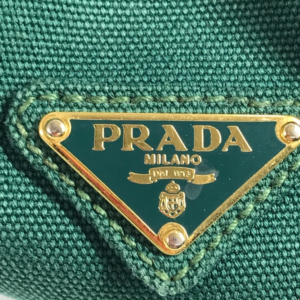 PRADA Handbag canvas green Canapa logo stripes