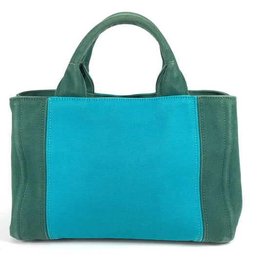 PRADA Handbag canvas green Canapa logo stripes