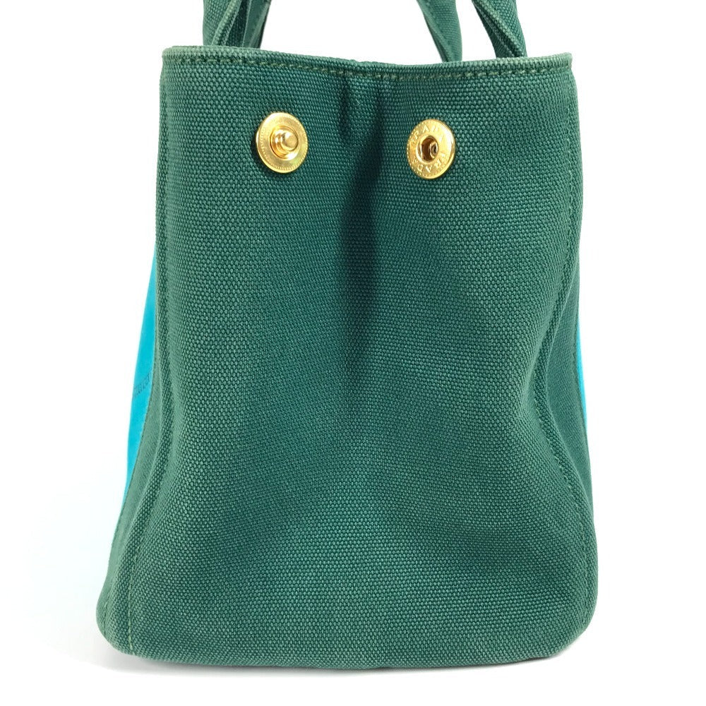 PRADA Handbag canvas green Canapa logo stripes
