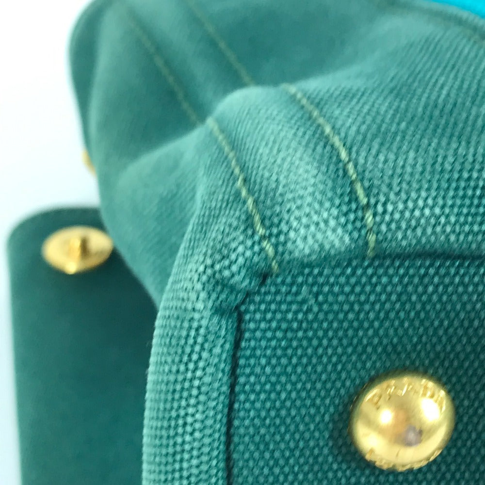 PRADA Handbag canvas green Canapa logo stripes