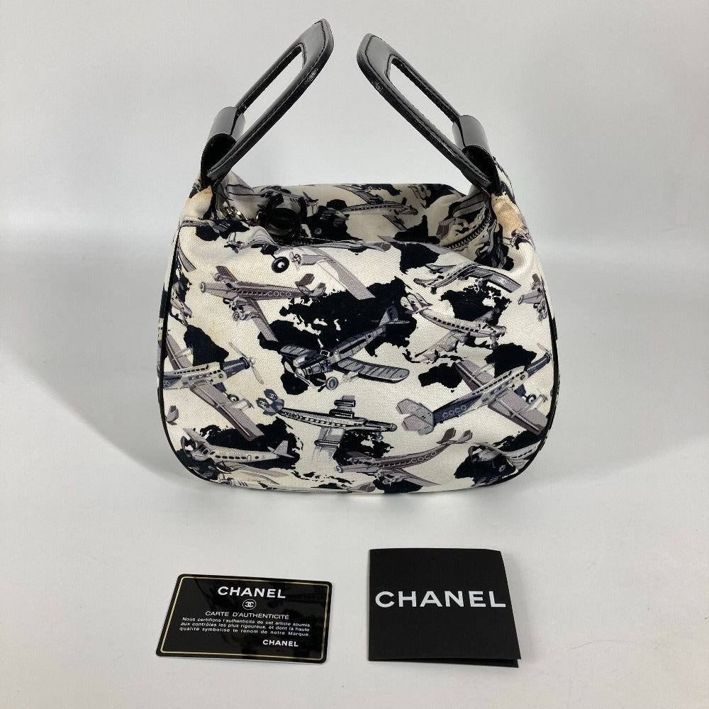 CHANEL Handbag canvas black Airline logo Women Used Authentic