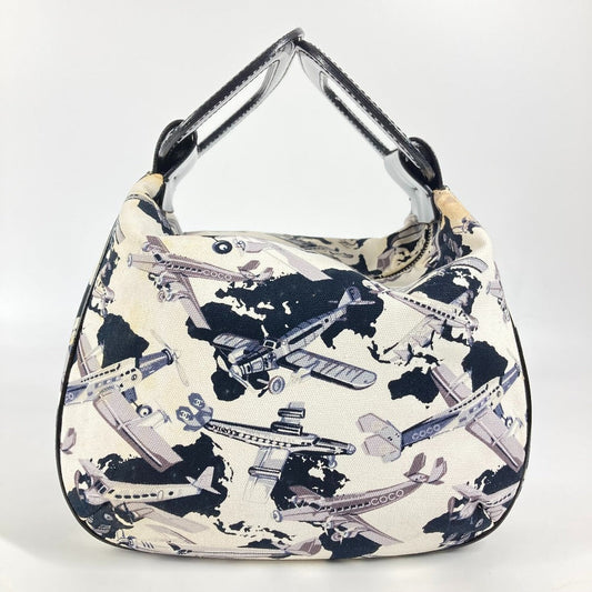 CHANEL Handbag canvas black Airline logo Women Used Authentic