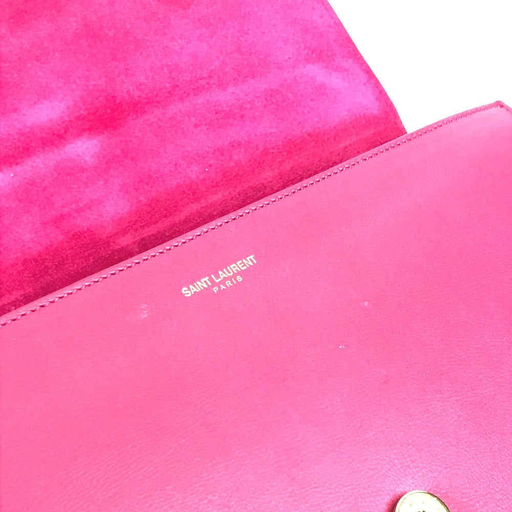 SAINT LAURENT Clutch bag 311213 leather pink Y line logo flap