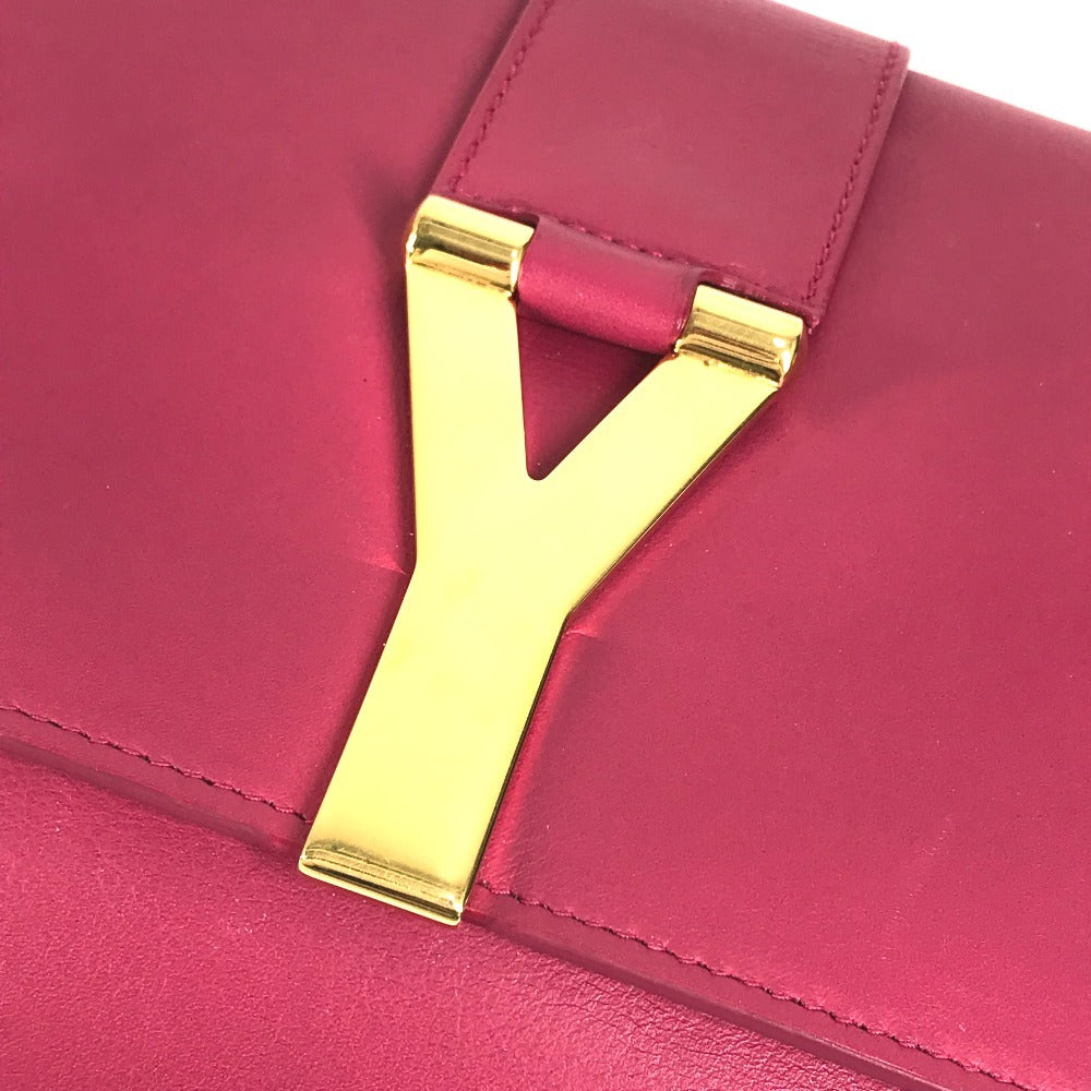 SAINT LAURENT Clutch bag 311213 leather pink Y line logo flap