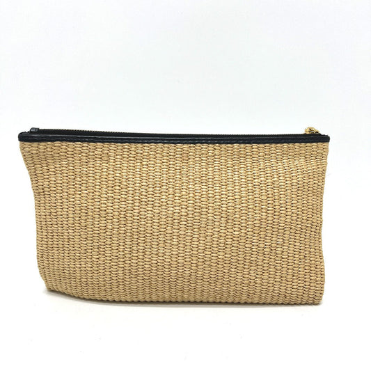 FENDI Clutch bag 8N0149 Raffia, Leather beige straw logo
