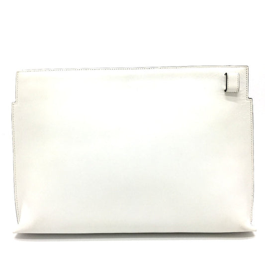 LOEWE Clutch bag leather White x pink anagram T pouch Women Used Authentic