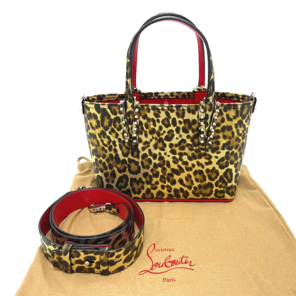 Christian Louboutin Tote Bag Leather / PVC Brown type Leopard leopard pattern Kabata E/W Women Used Authentic